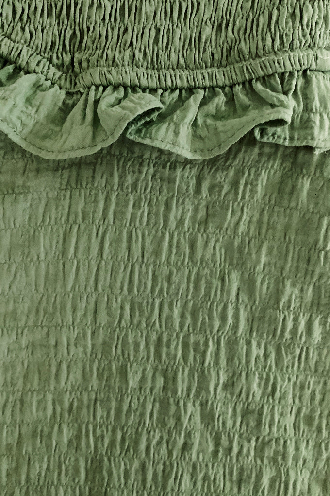 Charming Sage Ophelia Shirred Lightweight Crepe Dress