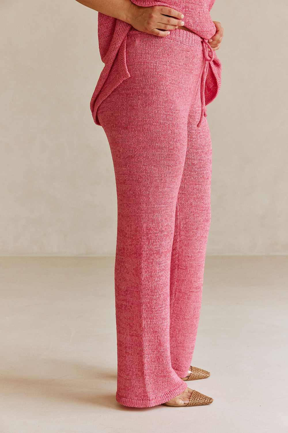 Sabo's Exclusive Louka High-Waisted Rose Pink Knit Pants