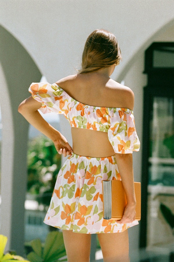 Stylish Dusty Floral Hand - Painted Kalluah Dress