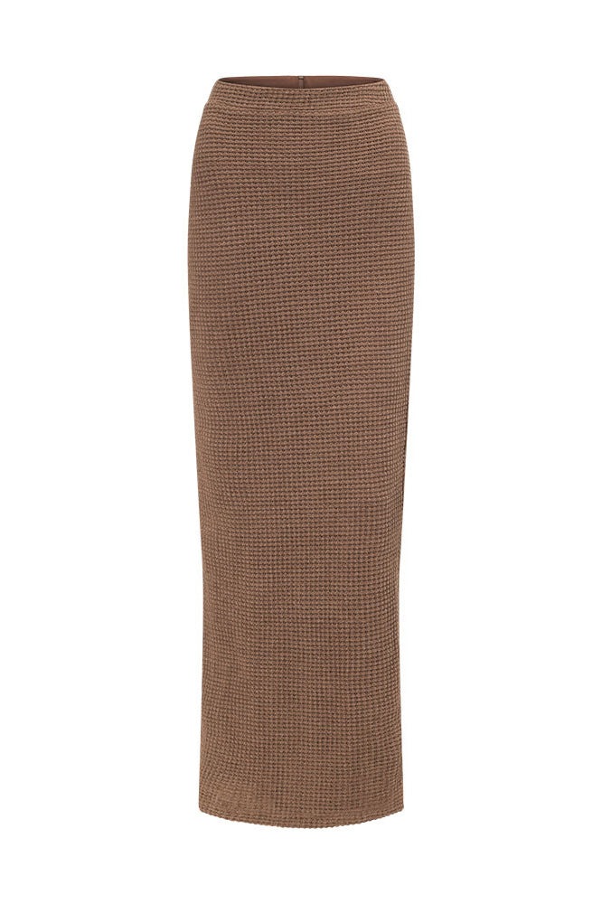 Stylish Tan Ollie Maxi Skirt with High Waisted Fit