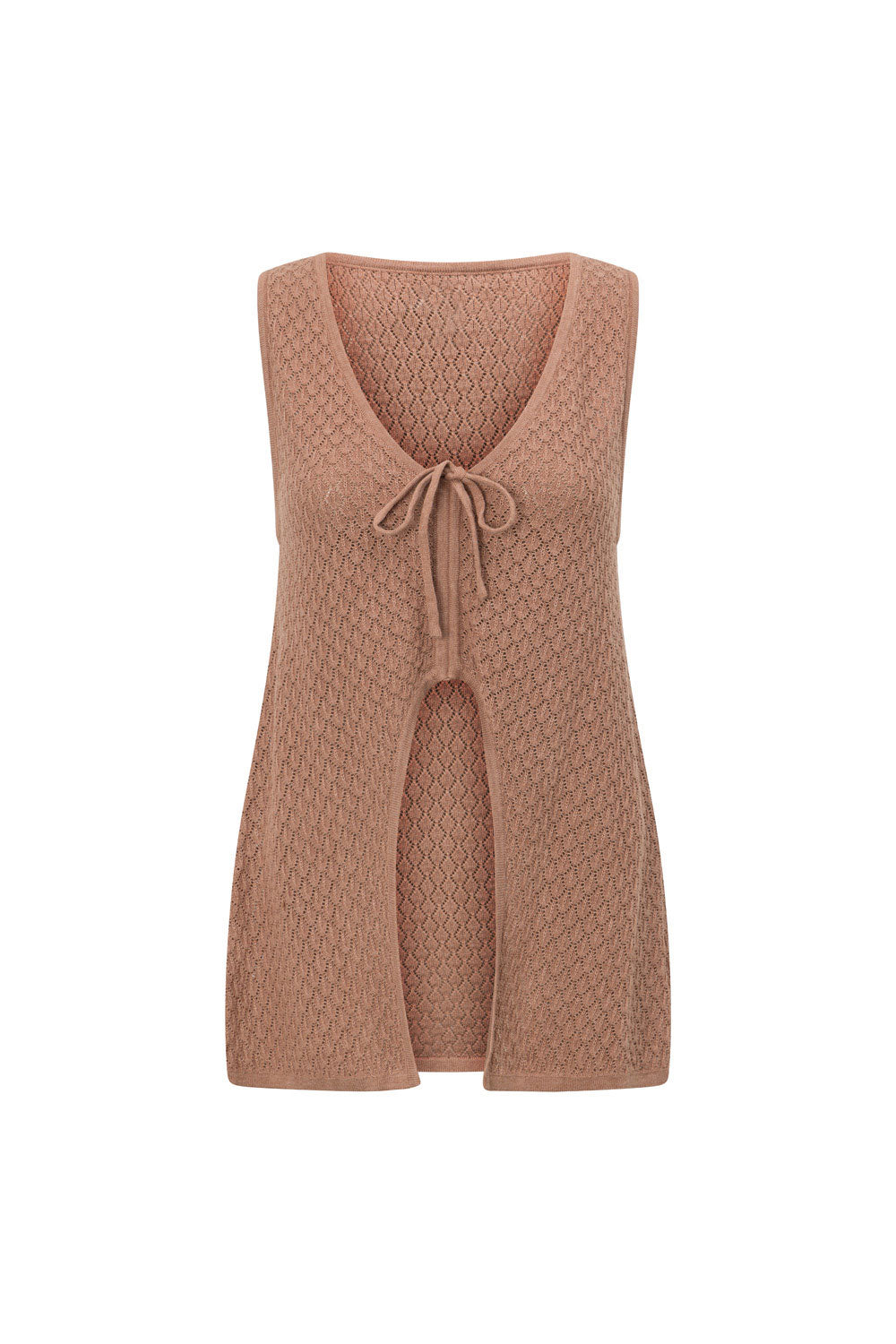 Sabo Exclusive Tan Cotton Blend Pointelle Knit Sonnet Tank Top