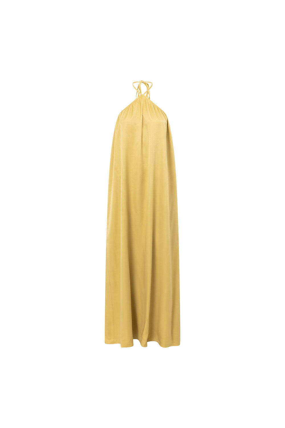 Exquisite Golden Saffron Matte Silky Kendall Dress for Weddings and Events