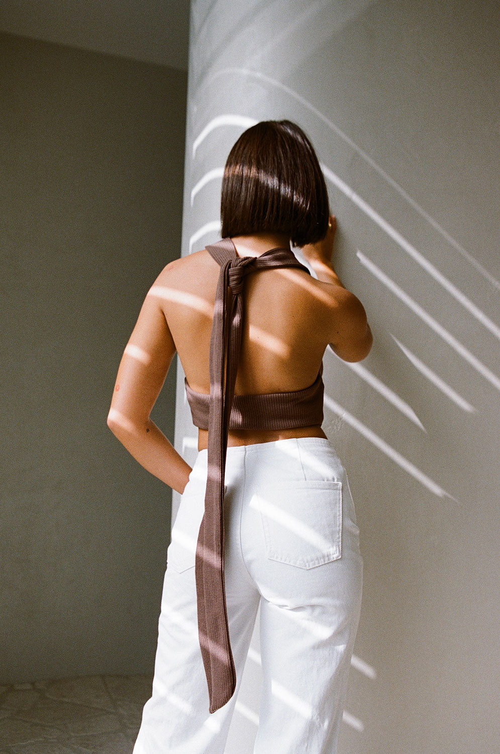 Chocolate Hued 90's Inspired Janika Women's Halter Top
