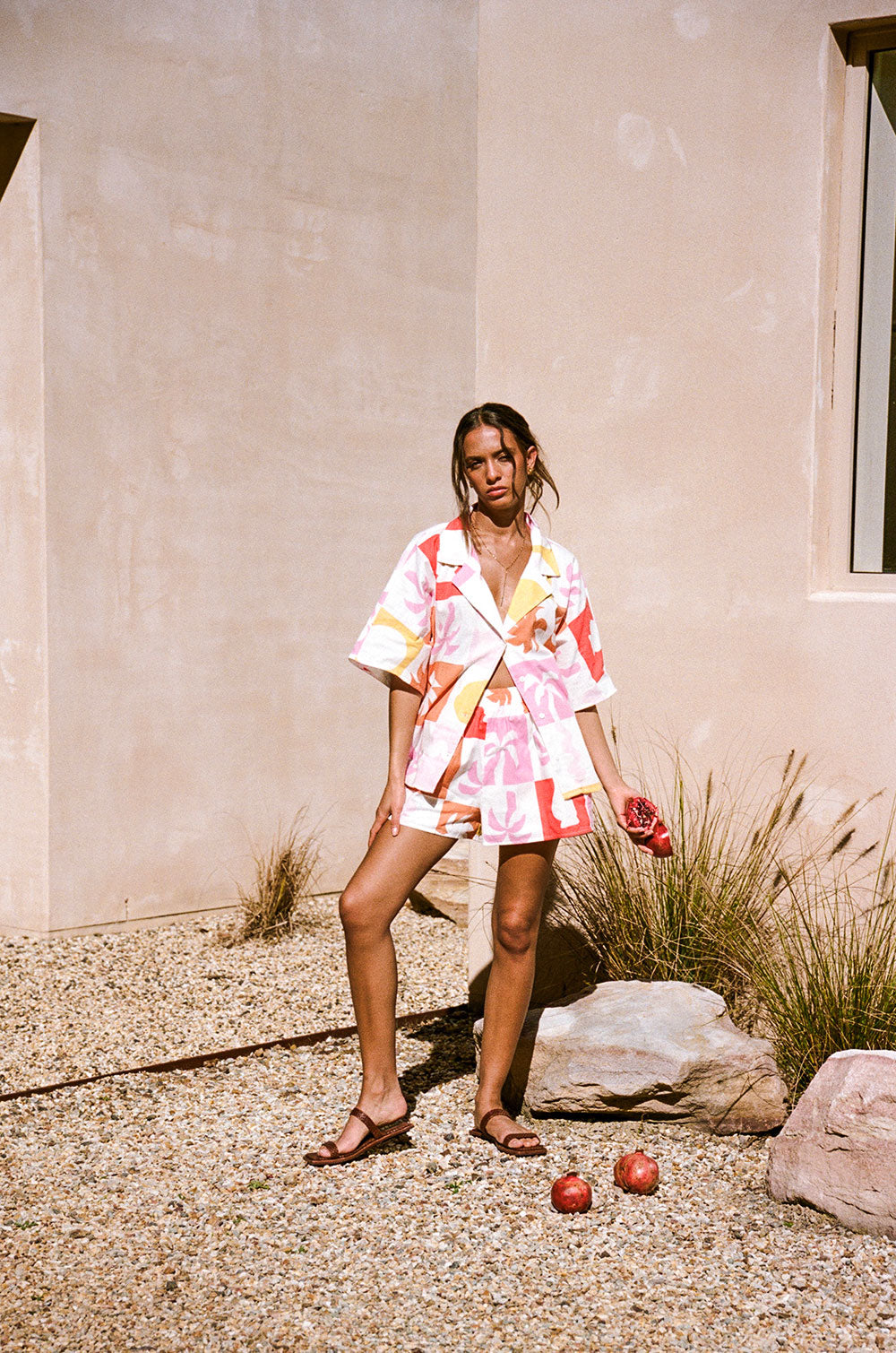 Exclusive Women's Seona Top with Palm Tile Fuego Design - One-of-a-Kind Sample