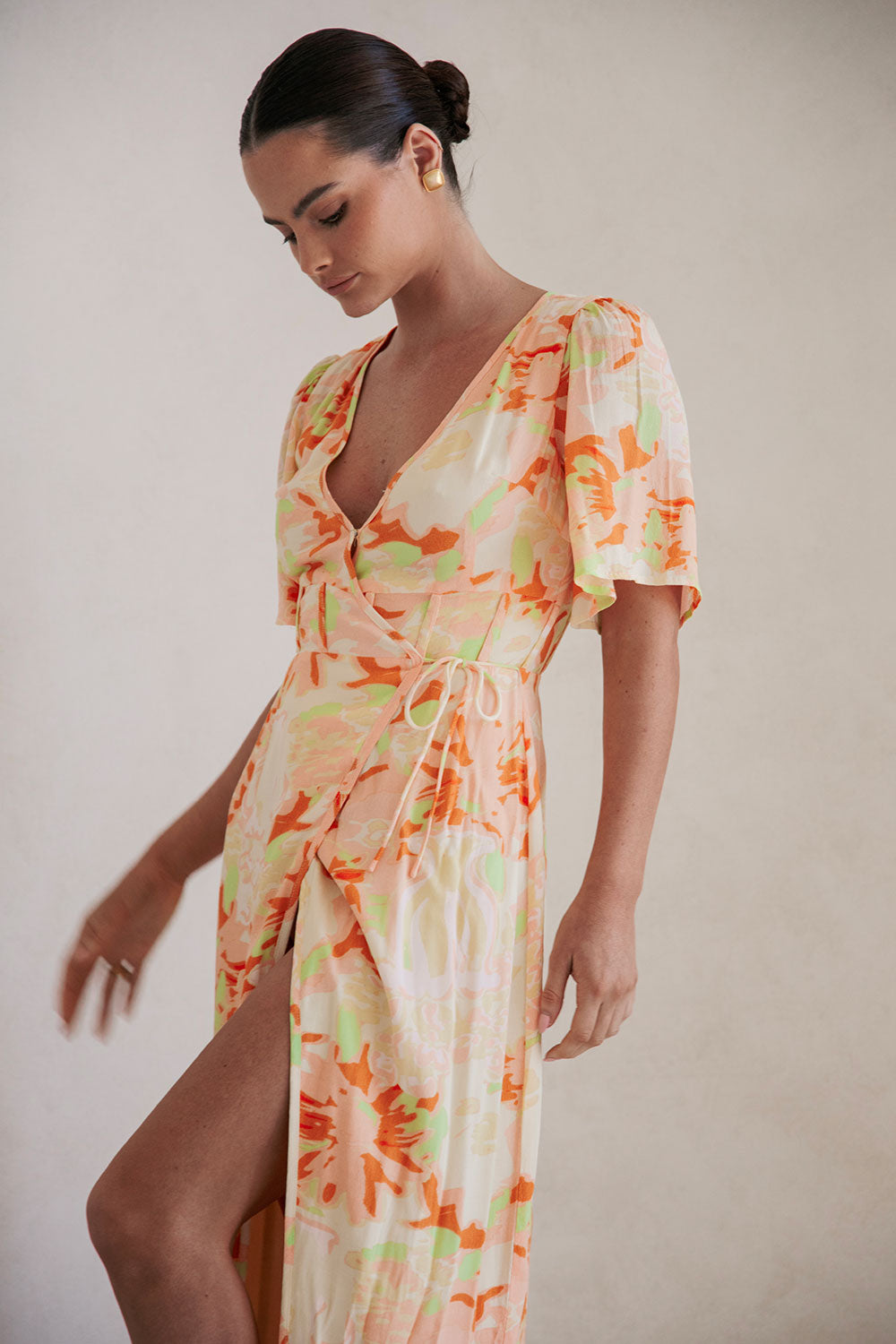 Aquitaine Women's Wrap Dress with Exclusive Motion Floral Pattern