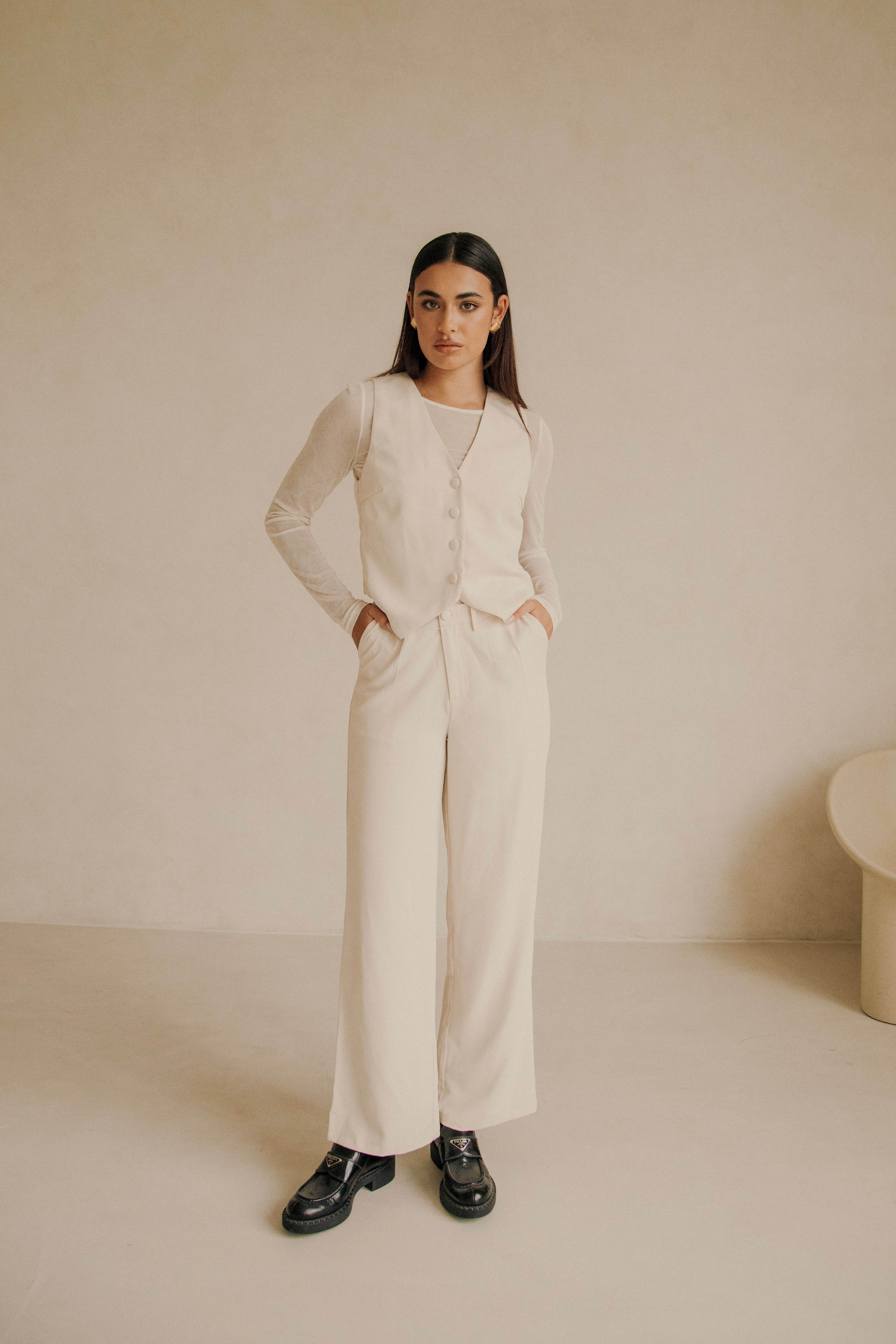 Sabo's Exclusive Vanilla - Colored Remi High - Waisted Suiting Pants
