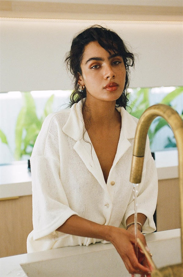 Exquisite White Knit Kase Top - One - of - a - Kind Sample