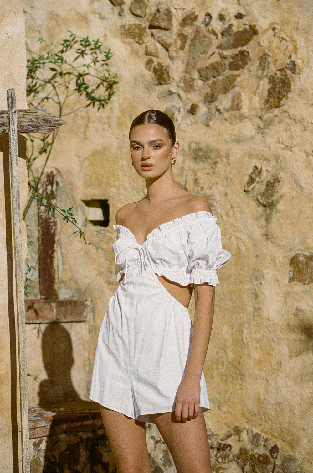 White Women's Daphne Style Playsuit - An Exclusive Design by Sabo