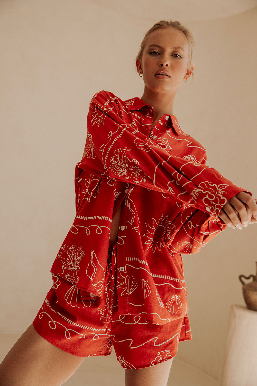 Exclusive Print Zuli Top Made of High - quality Linen Cotton Blend