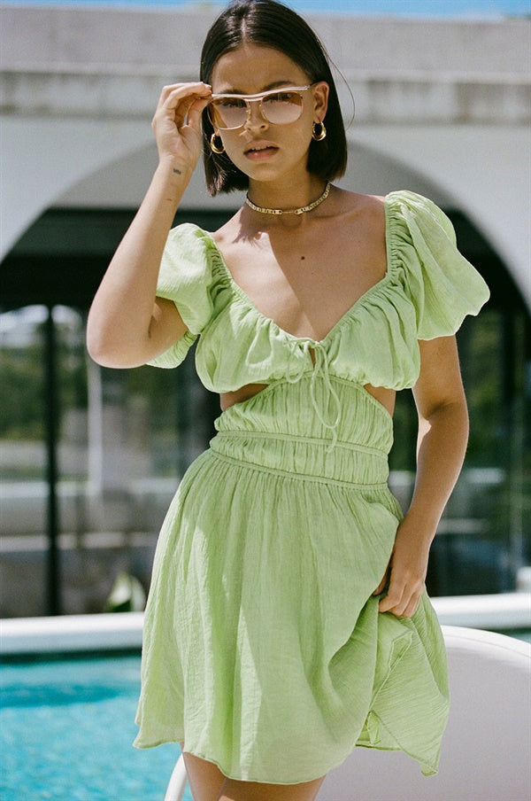Stylish Lime Green Crepe Zara Dress for Date Night