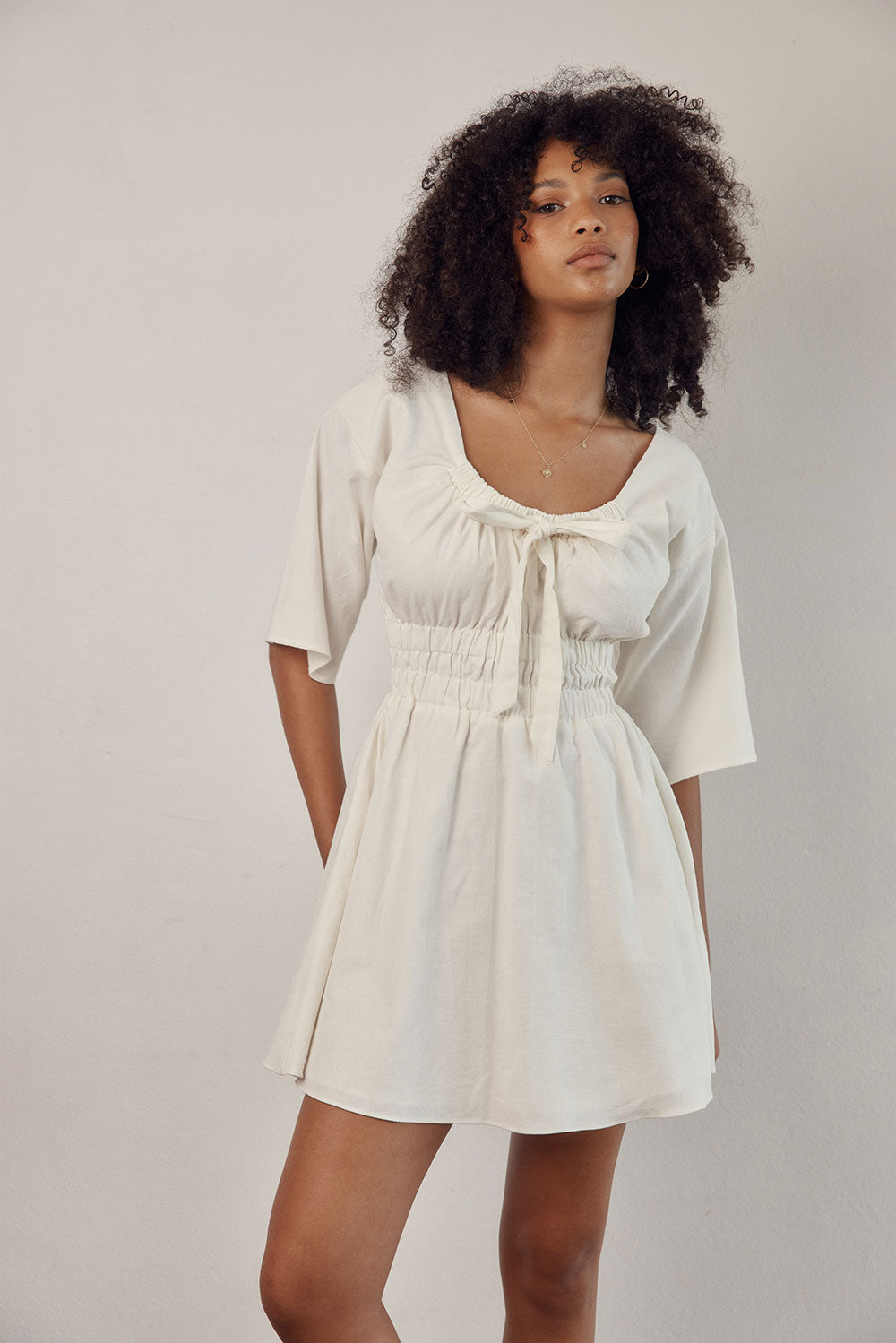 Unique Ariarne Dress Sample with Small Black Dots