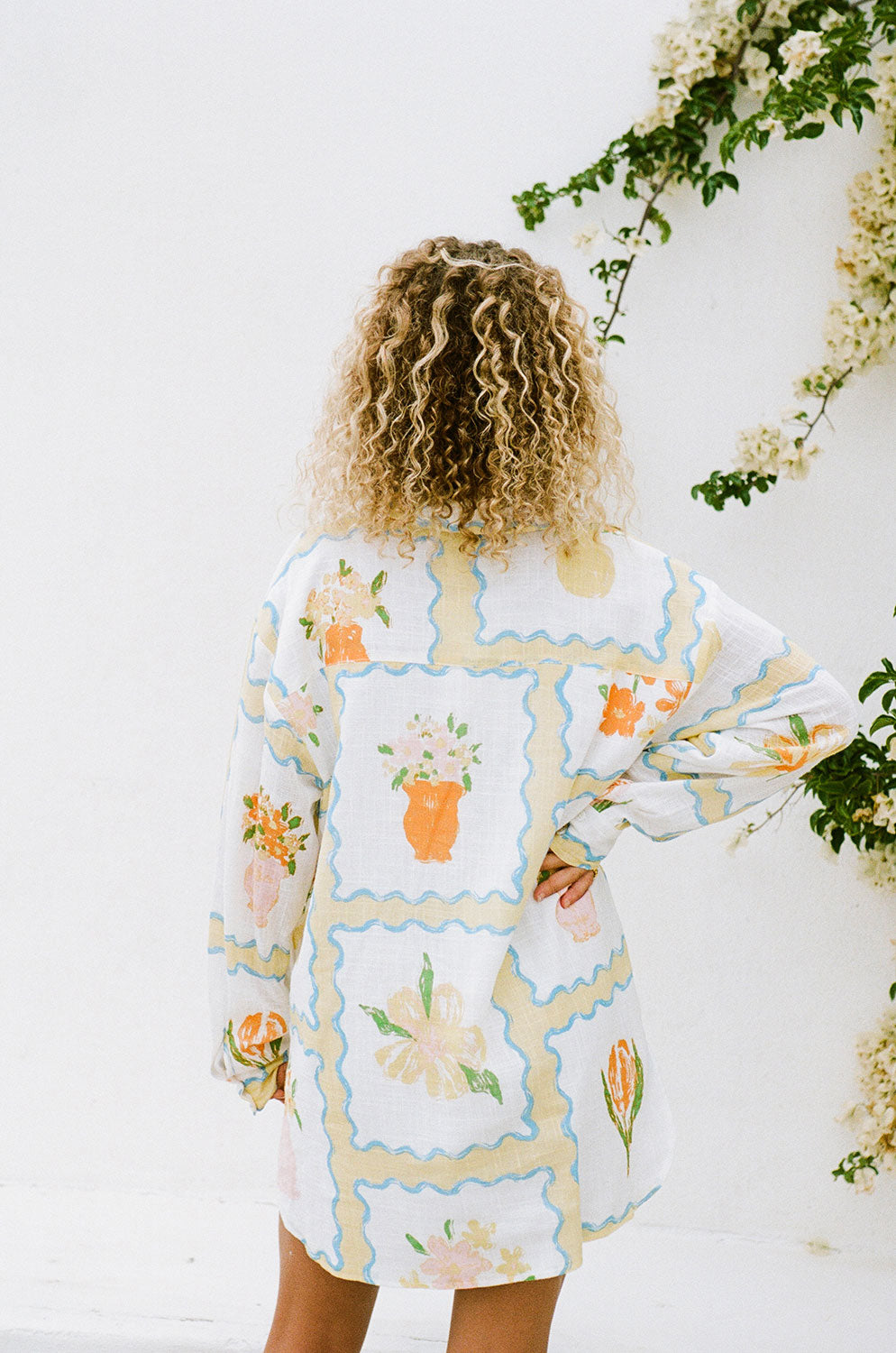 Sabo's Exclusive Jay Women's Shirt Dress with Flower Pots Print