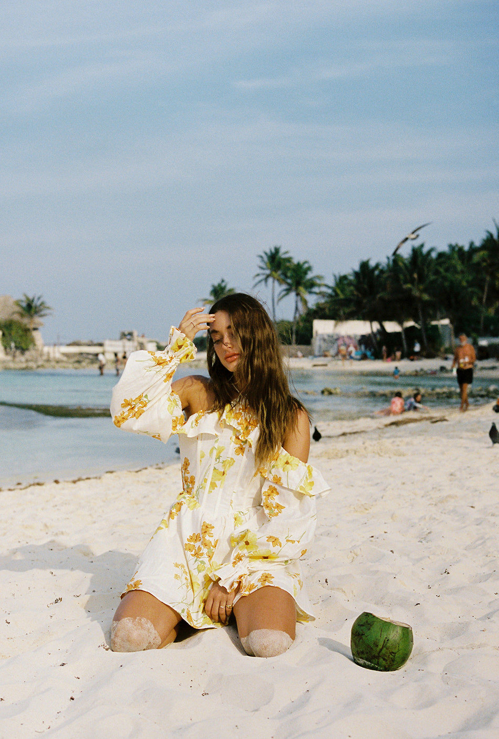 SABO LUXE Exclusive Pressed Flowers Print High - Quality Cotton Samaya Halter Mini Dress