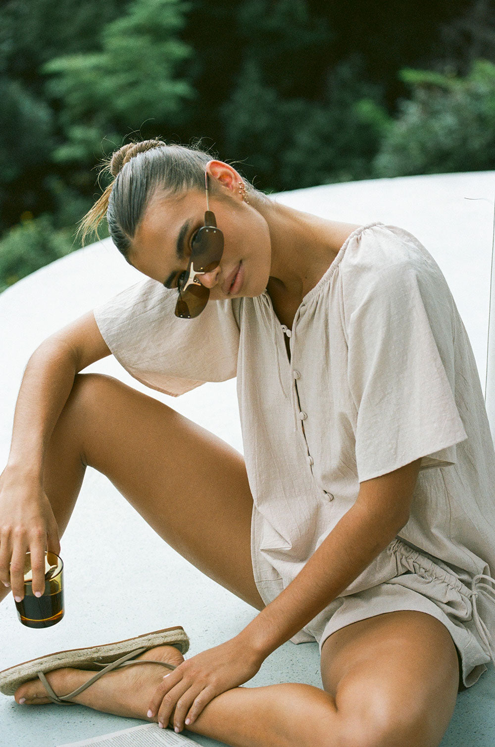 Creamy Tan Natural Cotton Lavara Playsuit - Easy-to-Wear Style