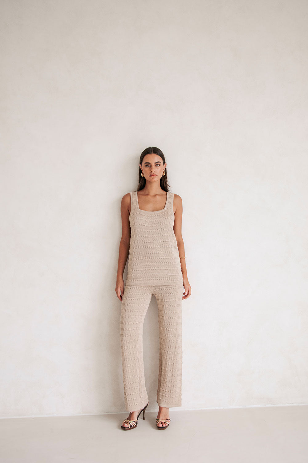Stylish Toffee-colored Ari Knitted Tank Top