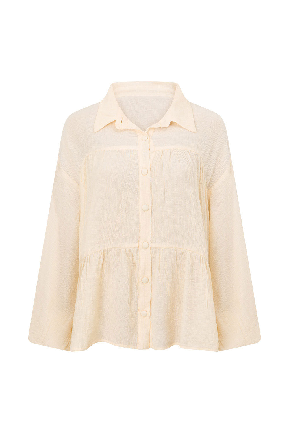 Cream-colored Lightweight Huxley Top with Puff Sleeves