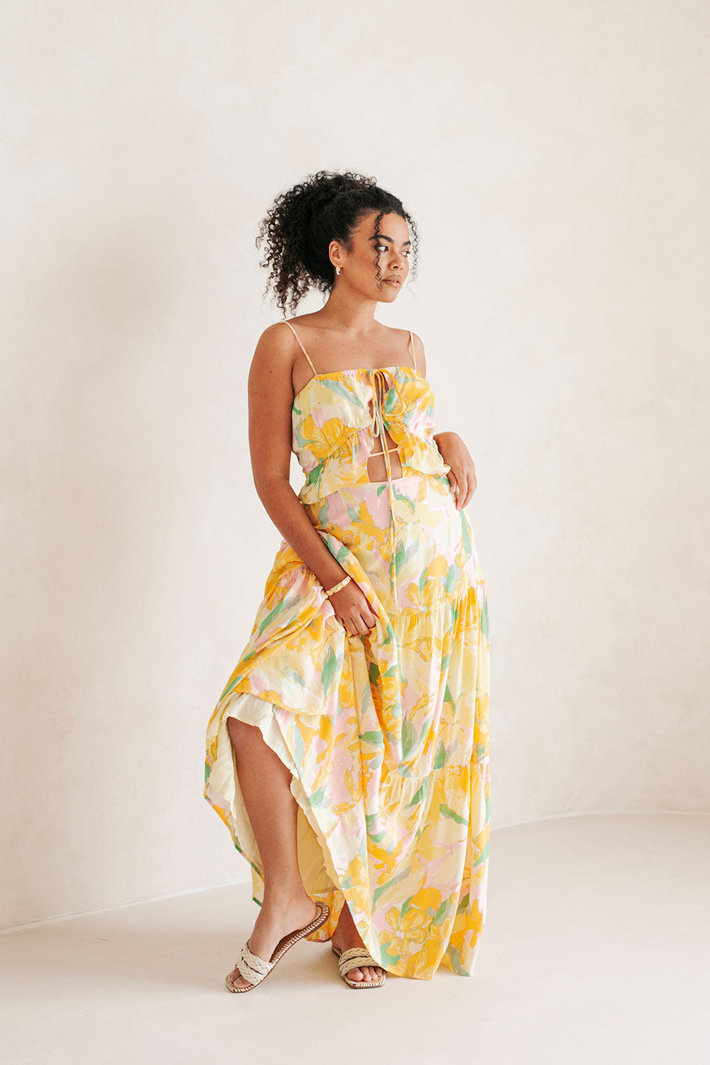Exclusive Scout Floral Calabria Halter Maxi Dress