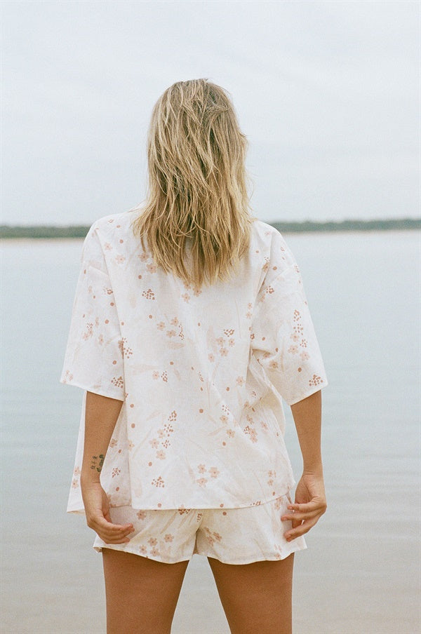 Sabo-Exclusive Jayma Natural Linen Cotton Blend High-Waisted Shorts for Bikini Cover-Up