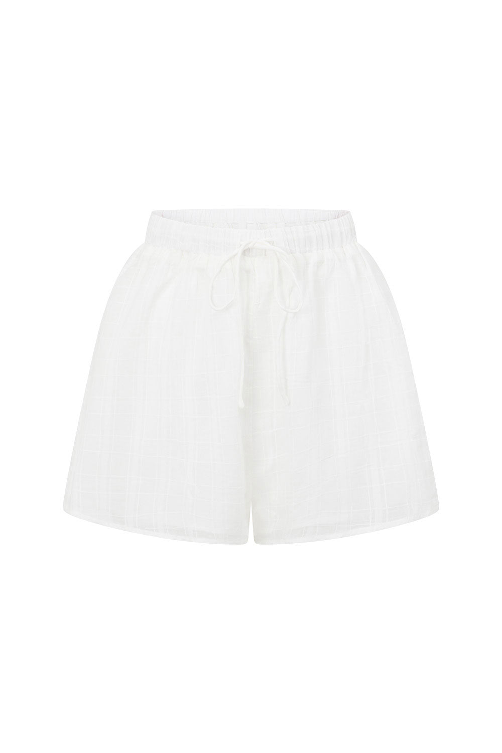 Stylish White Natural Cotton Hazel Shorts with Drawstring Waist