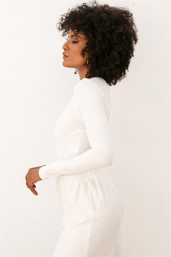 Light Cream Slightly Stretchy Cotton Sia Corset Bodysuit