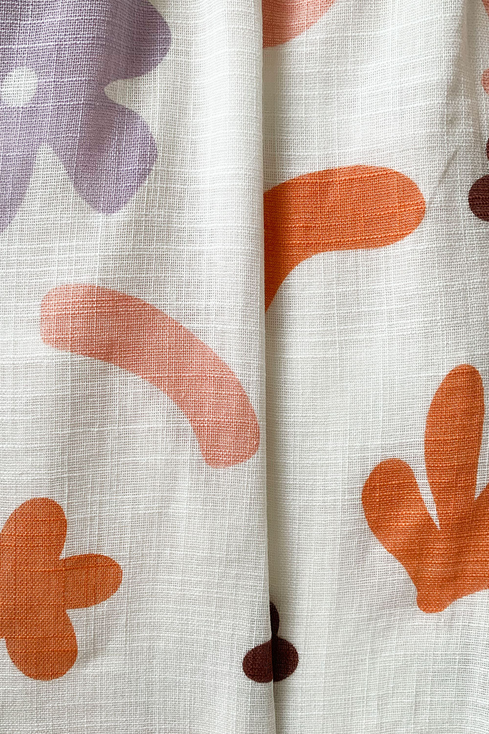 Exclusive Autumn Print Aroma Cutout Cotton Cheesecloth Dress