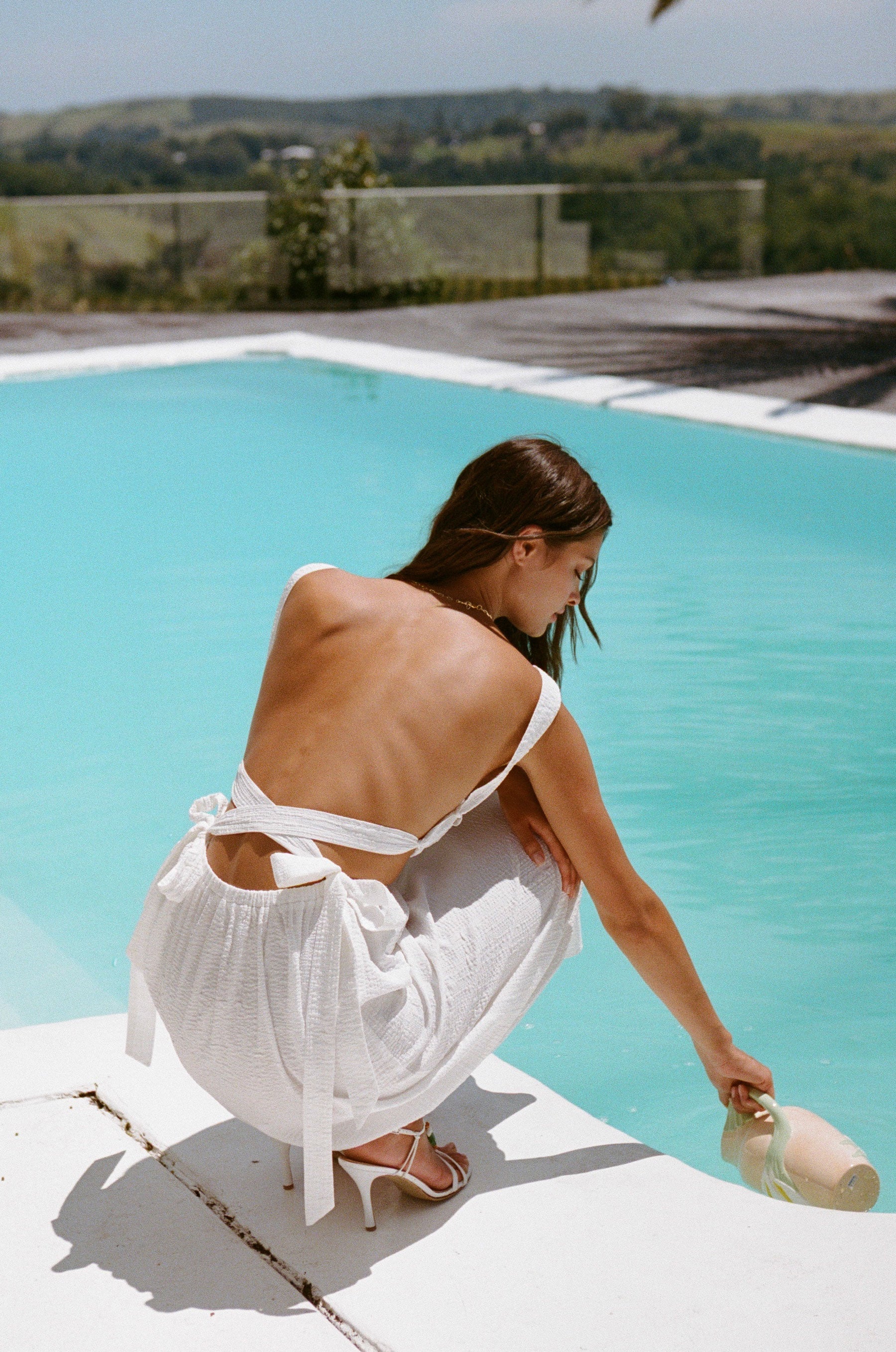 Exclusive Sabo-Designed White Lightweight Midi Akayla Dress