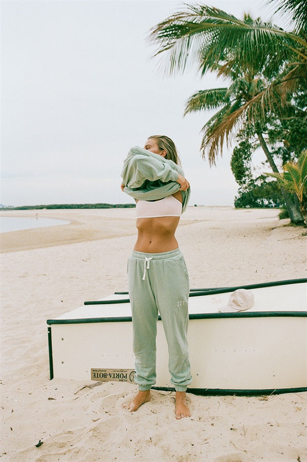 Super Cosy Green Unisex Arcadia Terryback Cotton Sweatpants