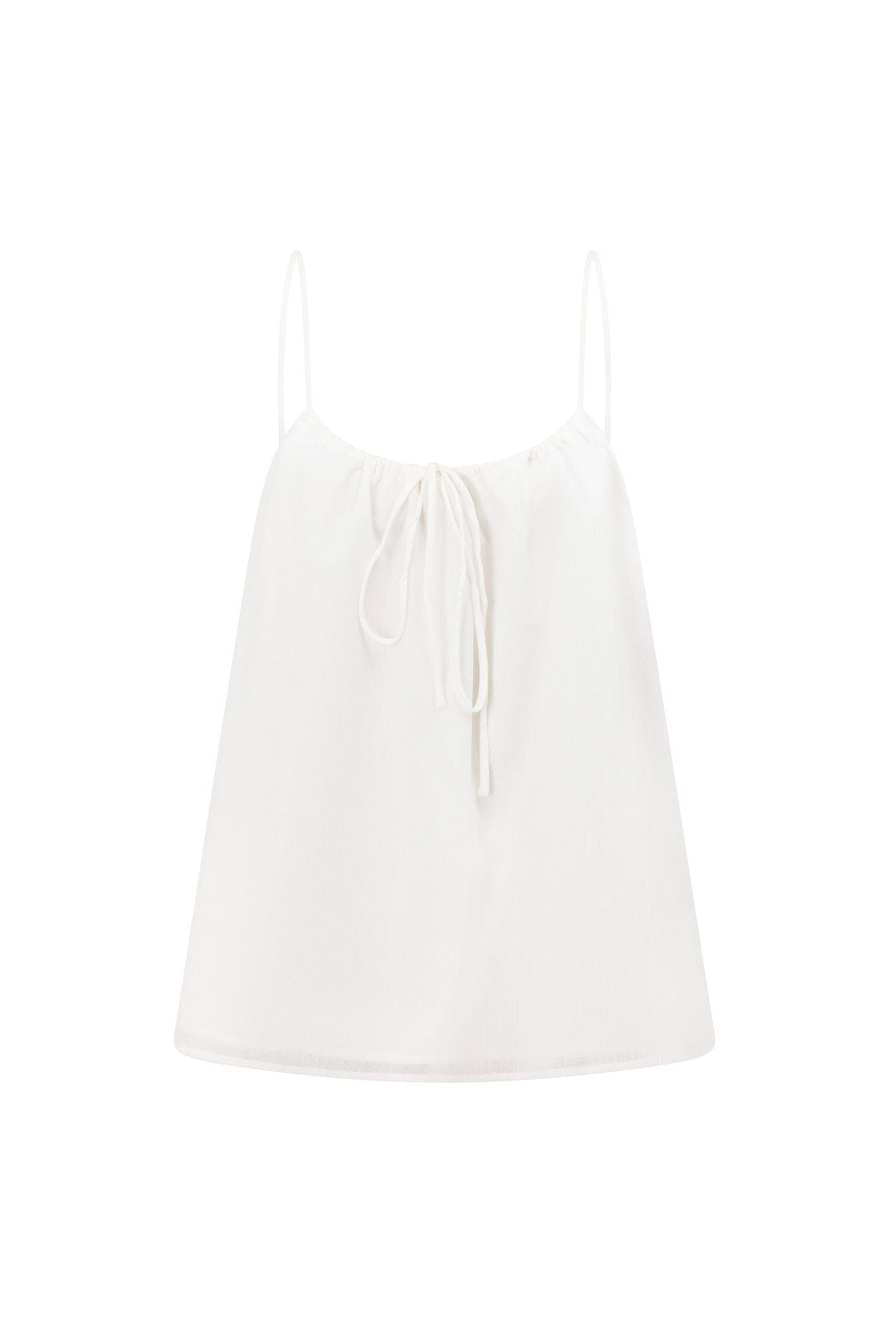 Kimora Women's White Natural Crinkle Cotton Top with Adjustable Neck Tie and Flouncy Fit