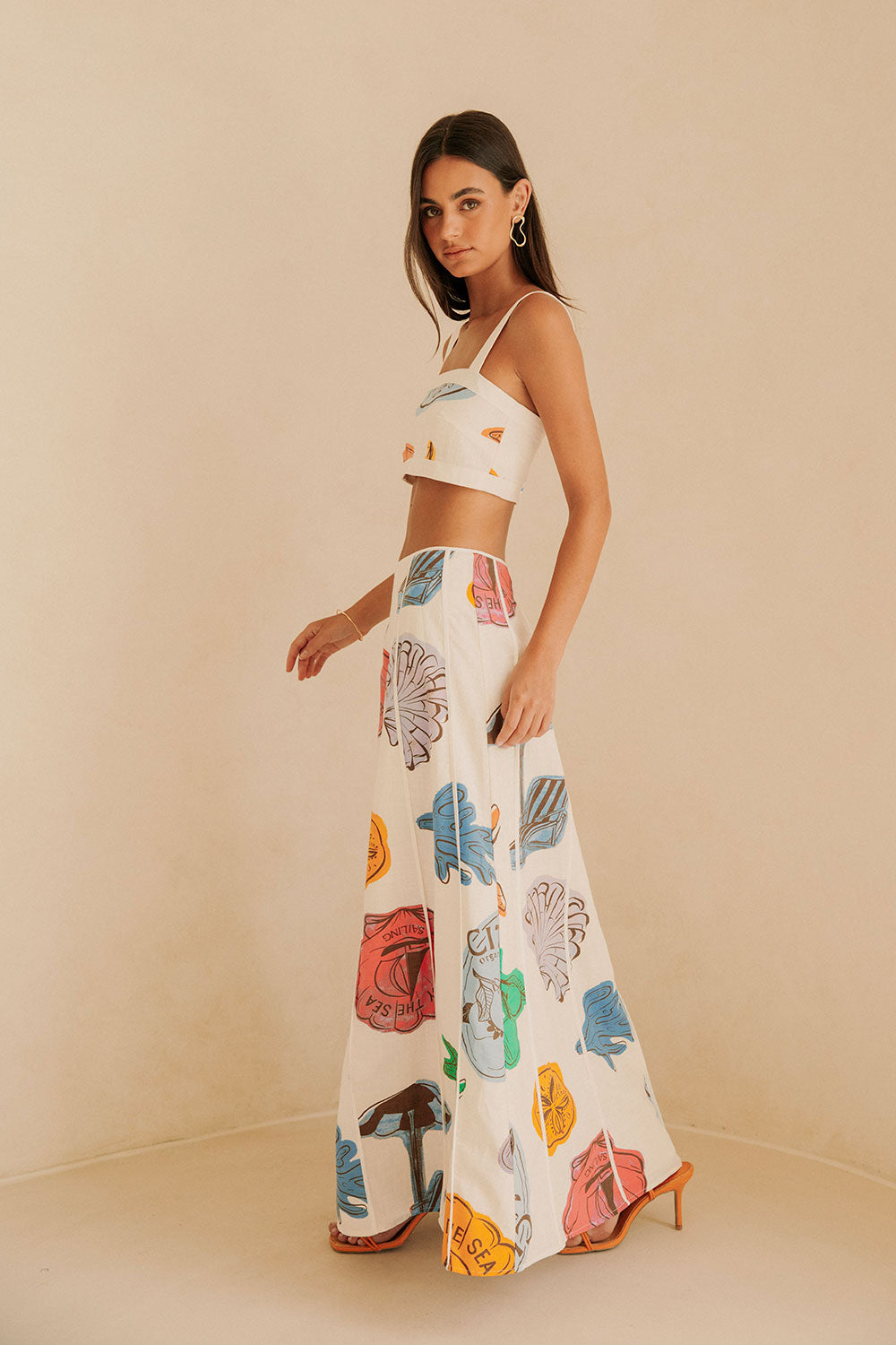 Exclusive By The Sea Print High Waisted Audrey Maxi Skirt