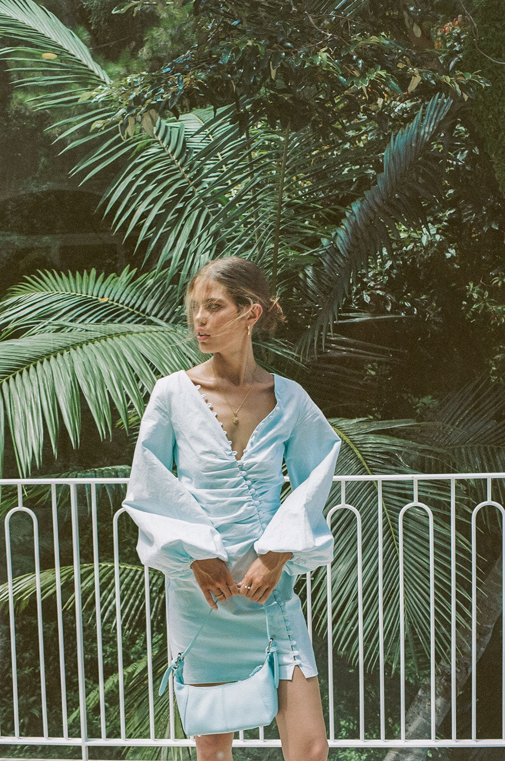 Blue Minna Button Dress - A Stylish One - of - a - Kind Sample