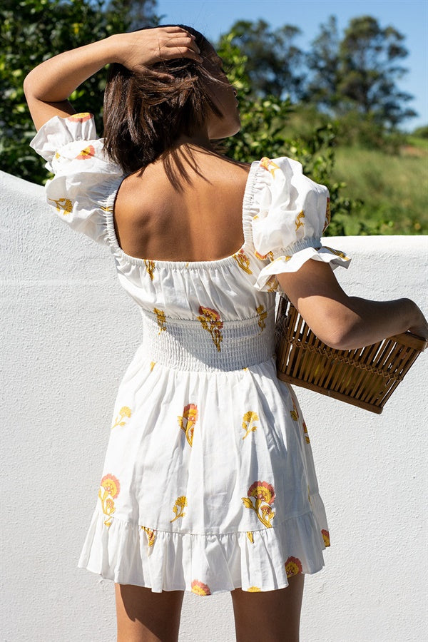 Stylish Moxxi Linen-Cotton Blend Dress with Sunset Floral Print