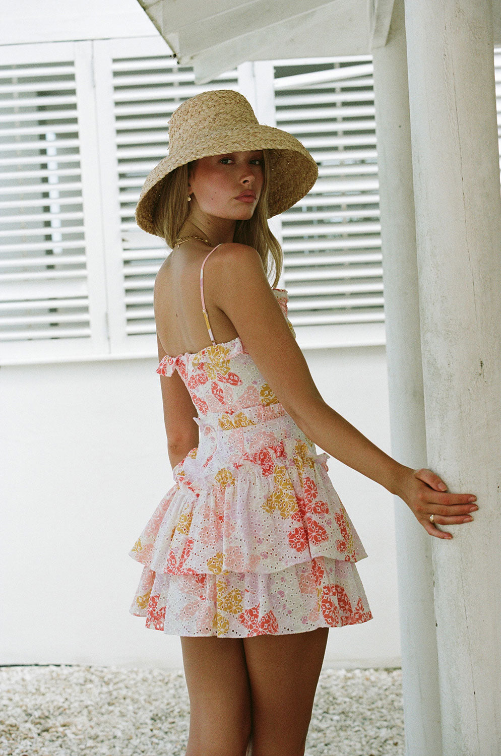 SABO LUXE Hanalei Women's Frilled Cotton Dress with Exclusive Pollen Print