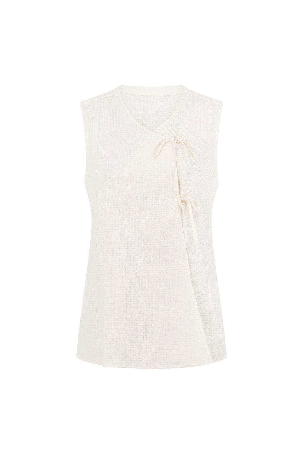 Stylish Cream-Colored Natural Textured Cotton Ciel Top for Easy Wear