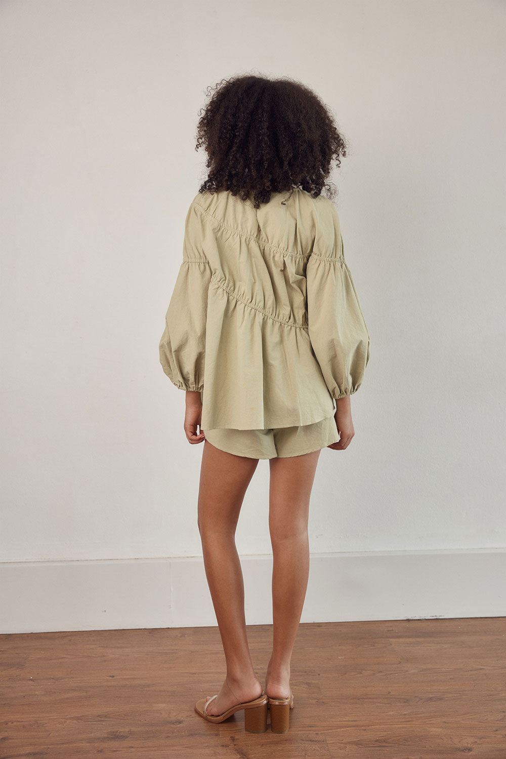 Sabo's Exclusive Creamy Khaki High Waisted Elasticated Drawstring Akel Shorts