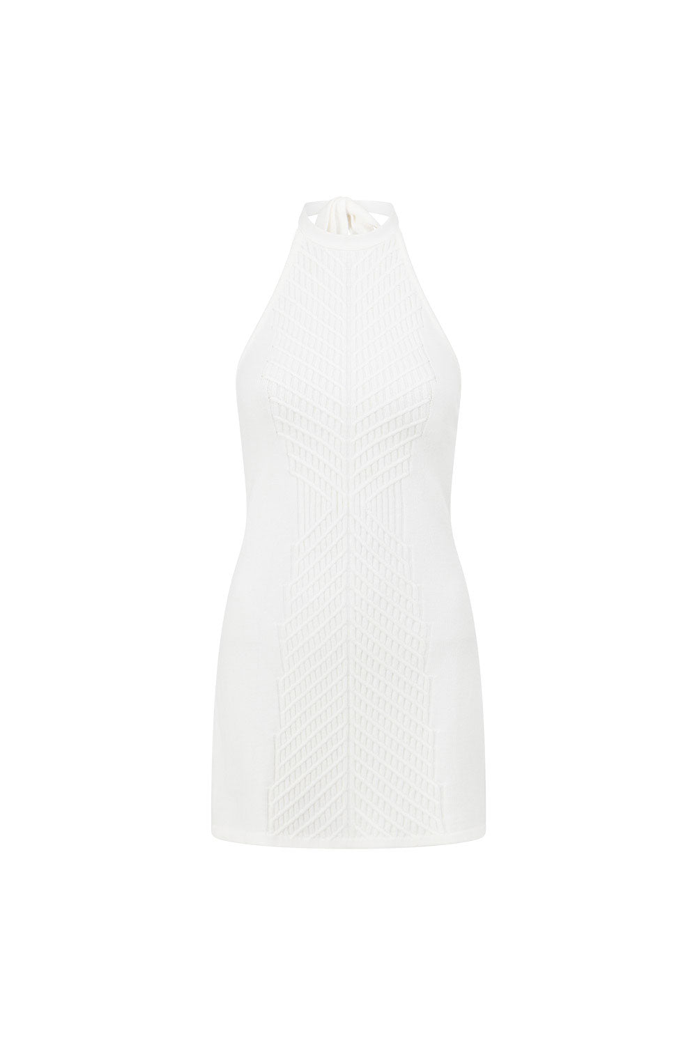 90s-Inspired Cream Halter Neck Atley Mini Dress by Sabo