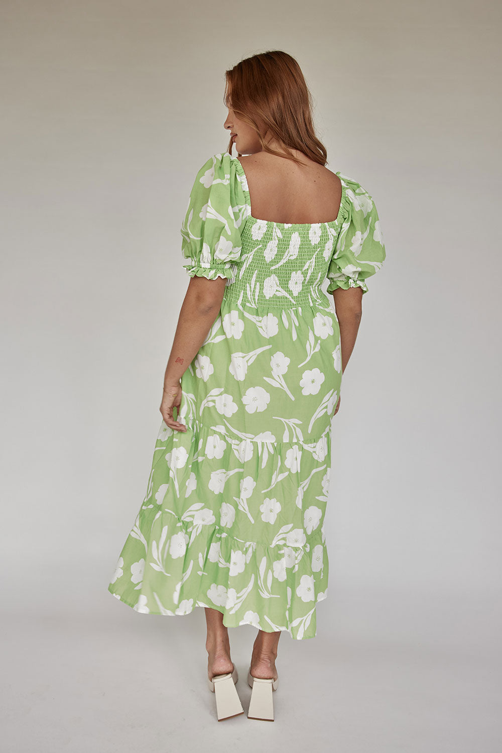 Exclusive Mint Floral Allani Lightweight Cotton Voile Midi Dress