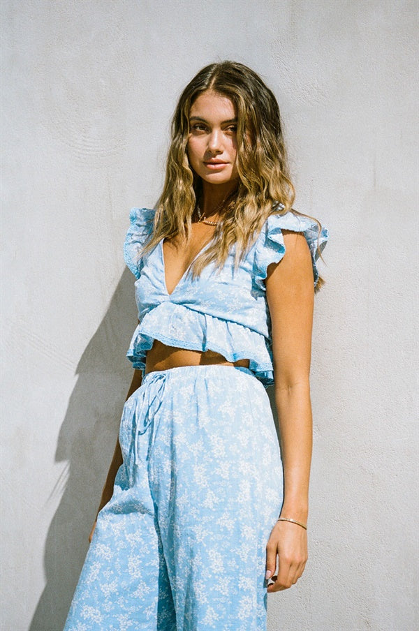Azure Renata Frill Women's Fashion Top - A Sample Piece