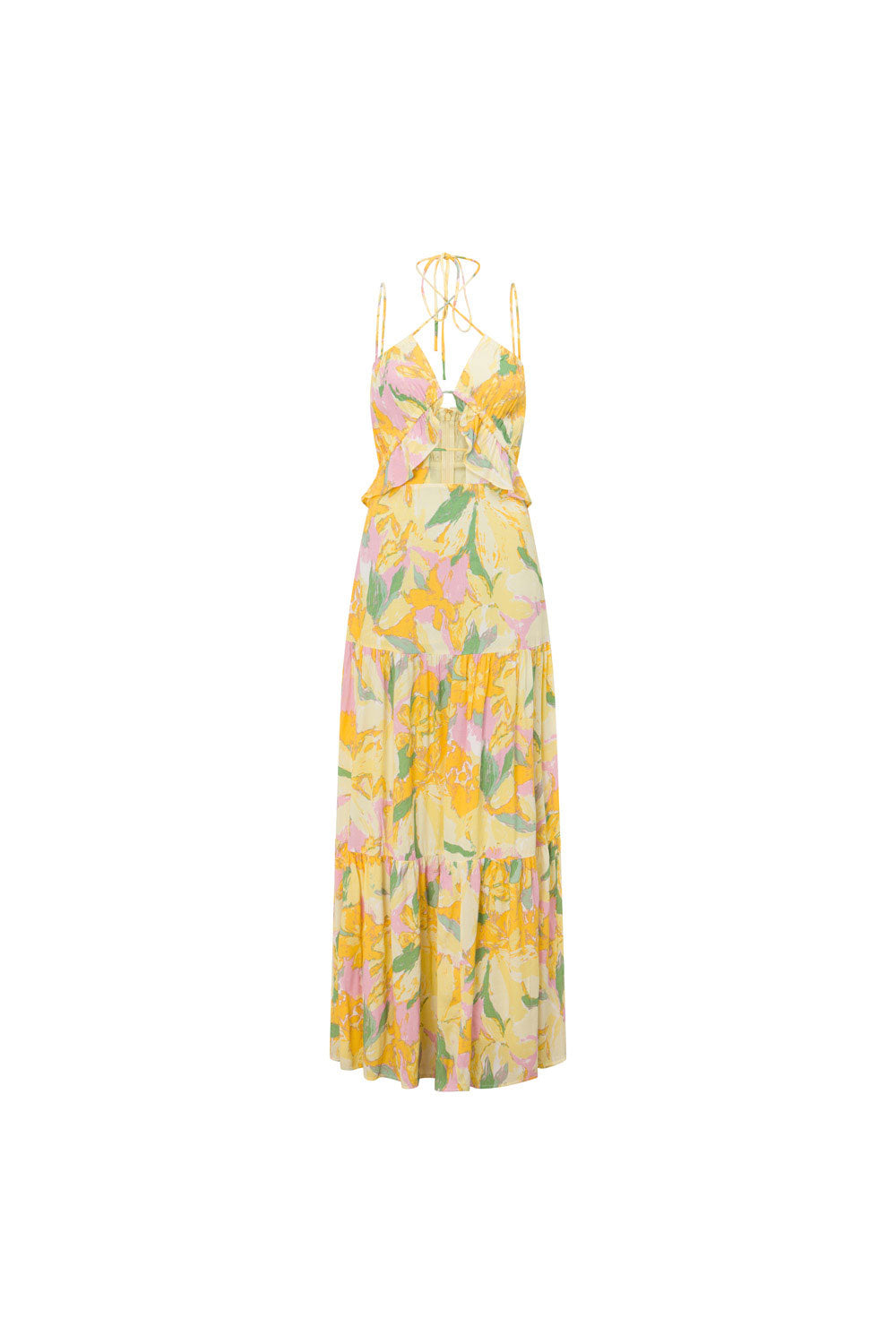 Exclusive Scout Floral Calabria Halter Maxi Dress