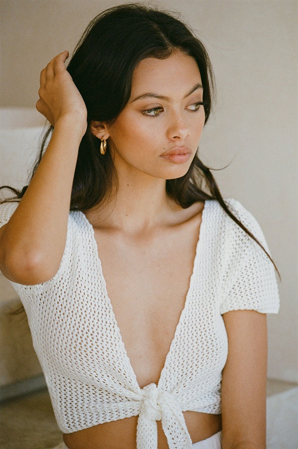 Vintage-Style Crochet Cream Anuel Women's Top
