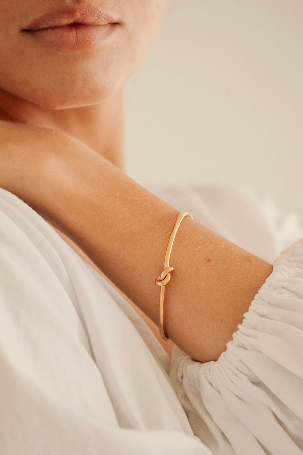 Elegant Gold-Toned Nia Knot Adjustable Open Cuff Bangle