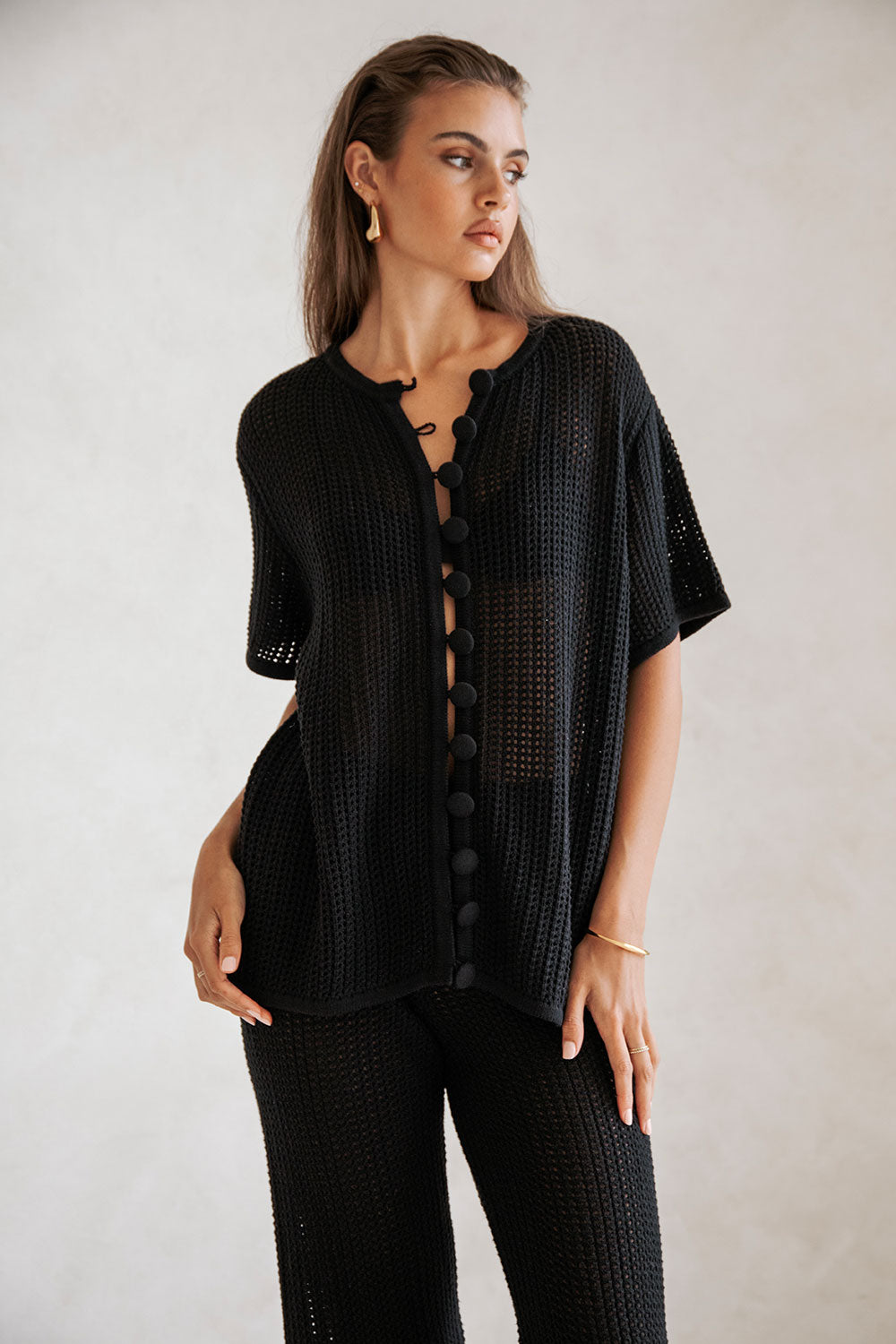 Black Crochet Style Vintage Inspired Women's Zayna Top