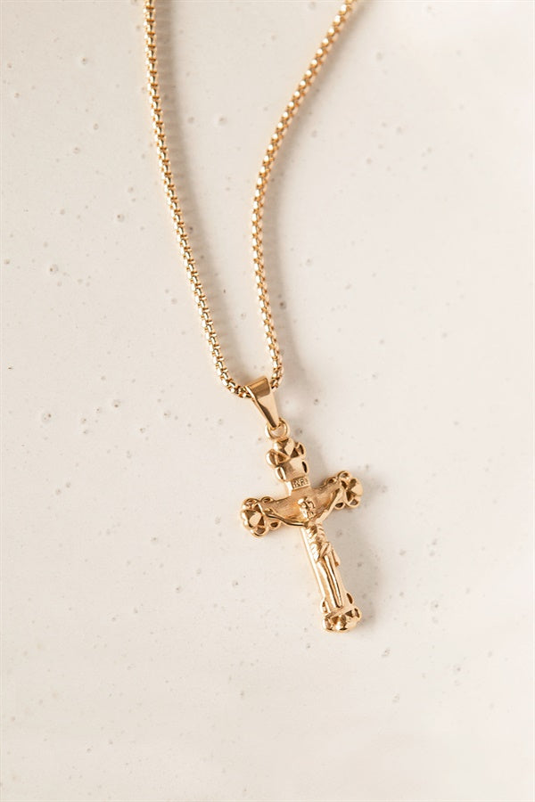 Exquisite Gold-Toned Divine Cross Pendant Necklace for Fashion Statement