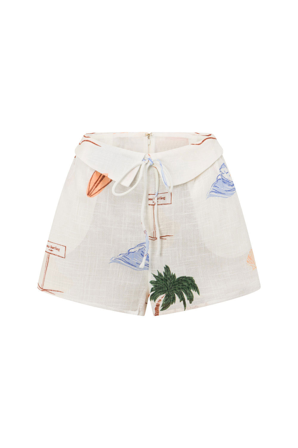 Sabo Exclusive Surf Print High-Waisted Lyra Cotton Shorts for Summer