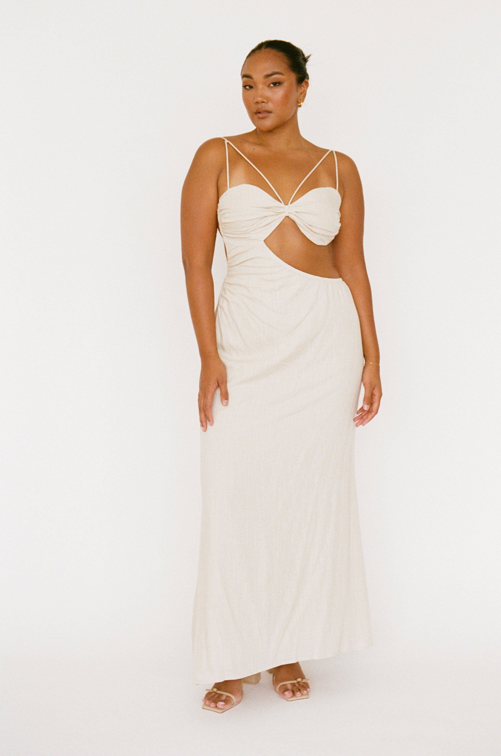 Stylish Cream-Hued Natural Cotton Hope Women's Dress