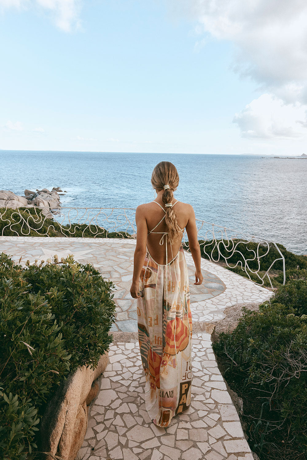 Exquisite Fiorire Rosa Print Palermo Linen Maxi Dress