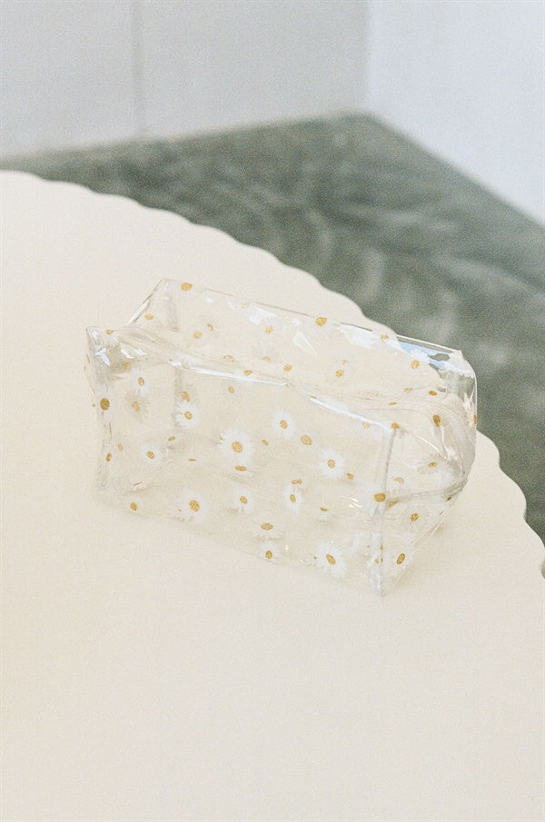 Adorable Daisy-Printed Transparent Cosmetics Storage Bag