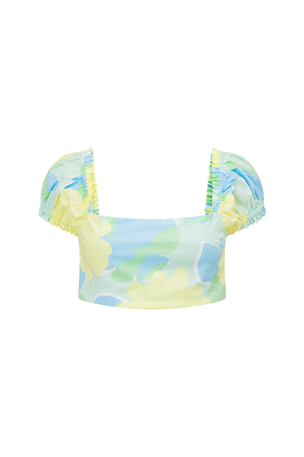 Exclusive Flutter Green Print Natural Cotton Slub Cropped Jamila Top