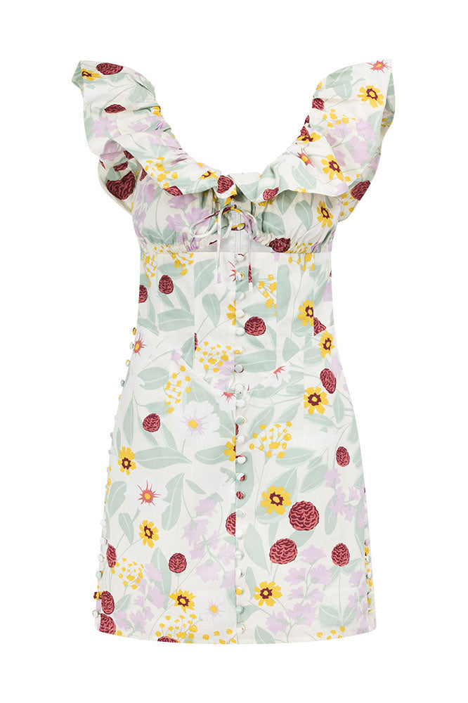 Exclusive Royal Floral Print Coco Off-Shoulder Cotton Poplin Dress