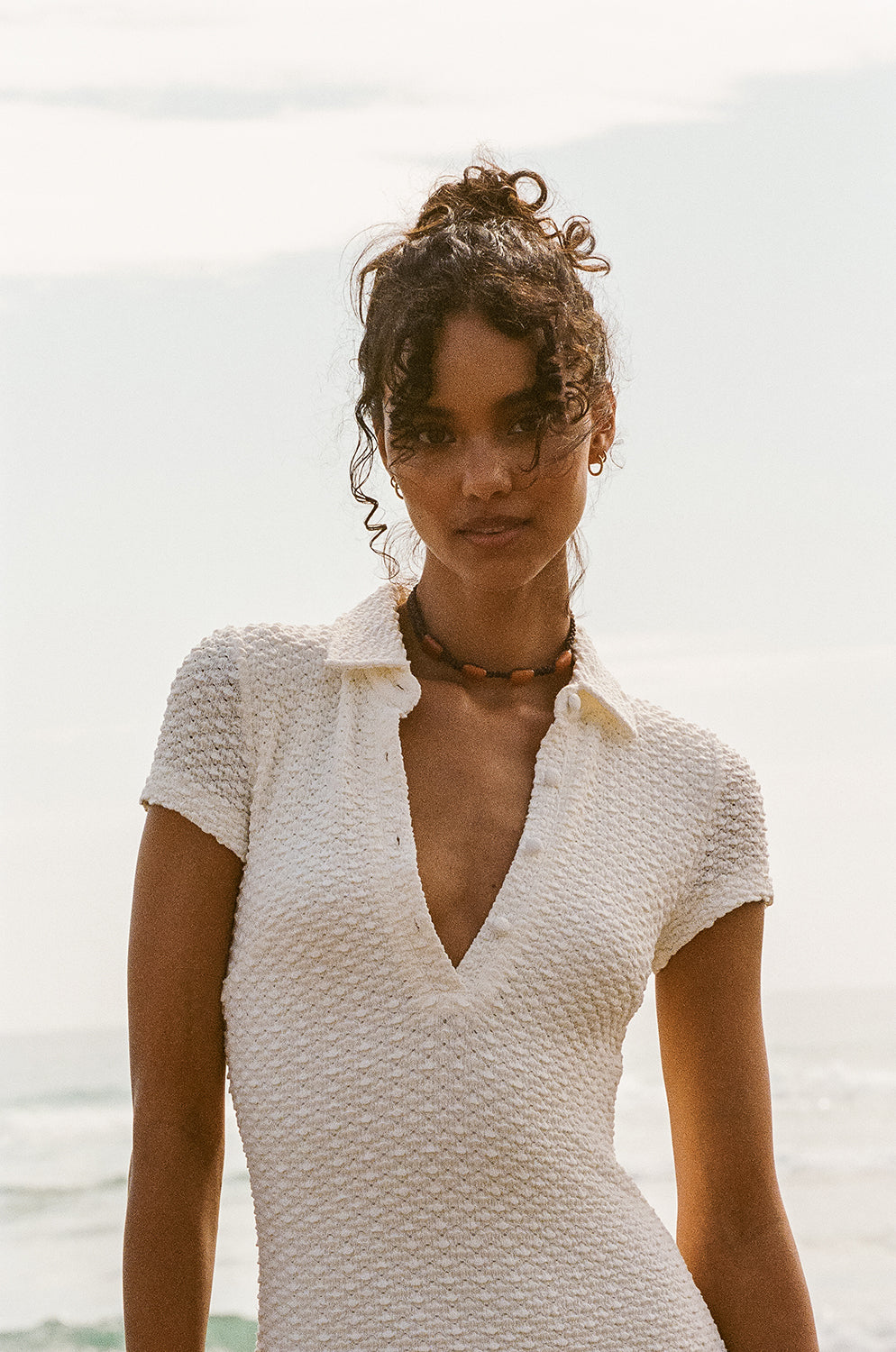Exclusively Designed Stasia Fitted Mini Dress in Textured Bubble Fabric