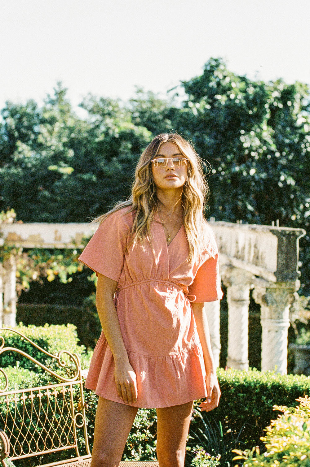 Stunning Dusty Orange Natural Cotton Wrenin Dress for Easy Wear